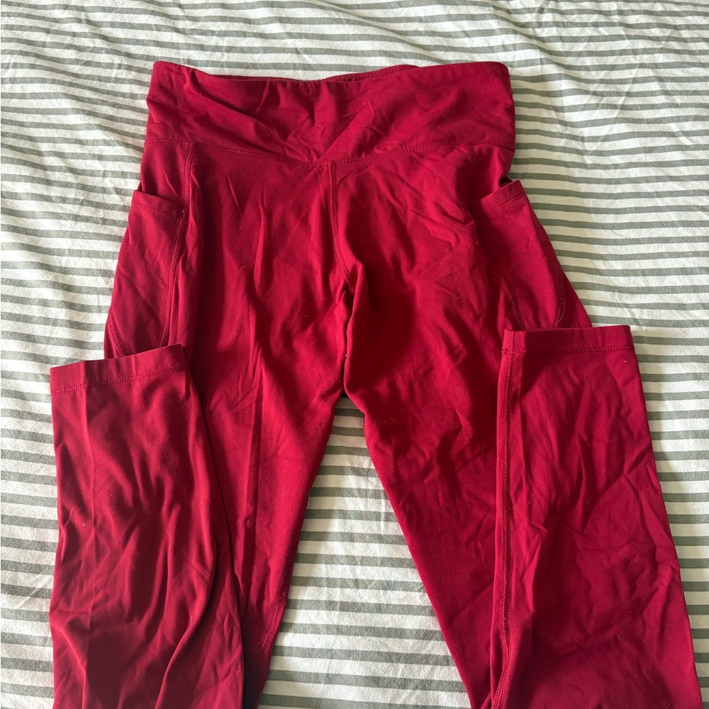 Red High-Waisted Legging with side pockets